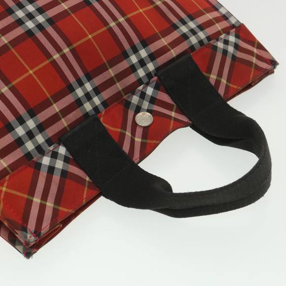 BURBERRY Nova Check Hand Bag Nylon Red Auth 37309 - Picture 6 of 10